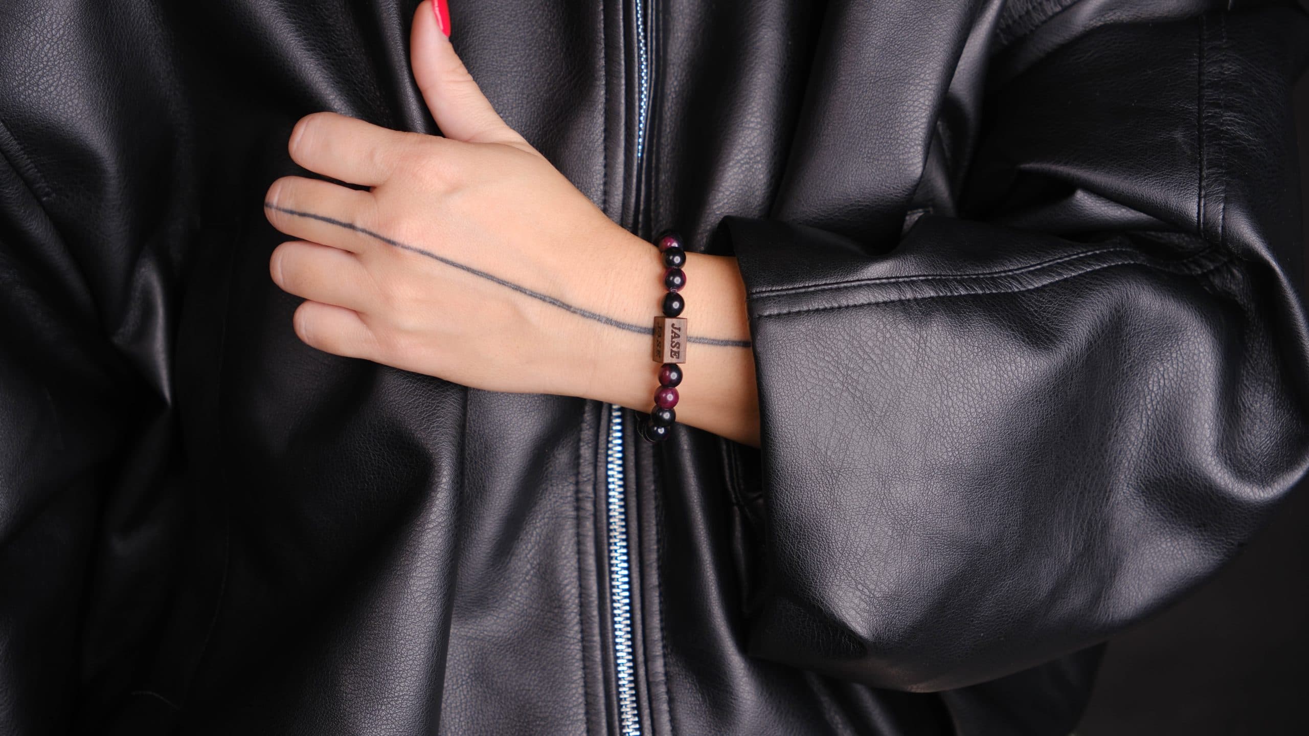 Tourmaline & Wood Beaded Bracelet | Unisex Bracelet
