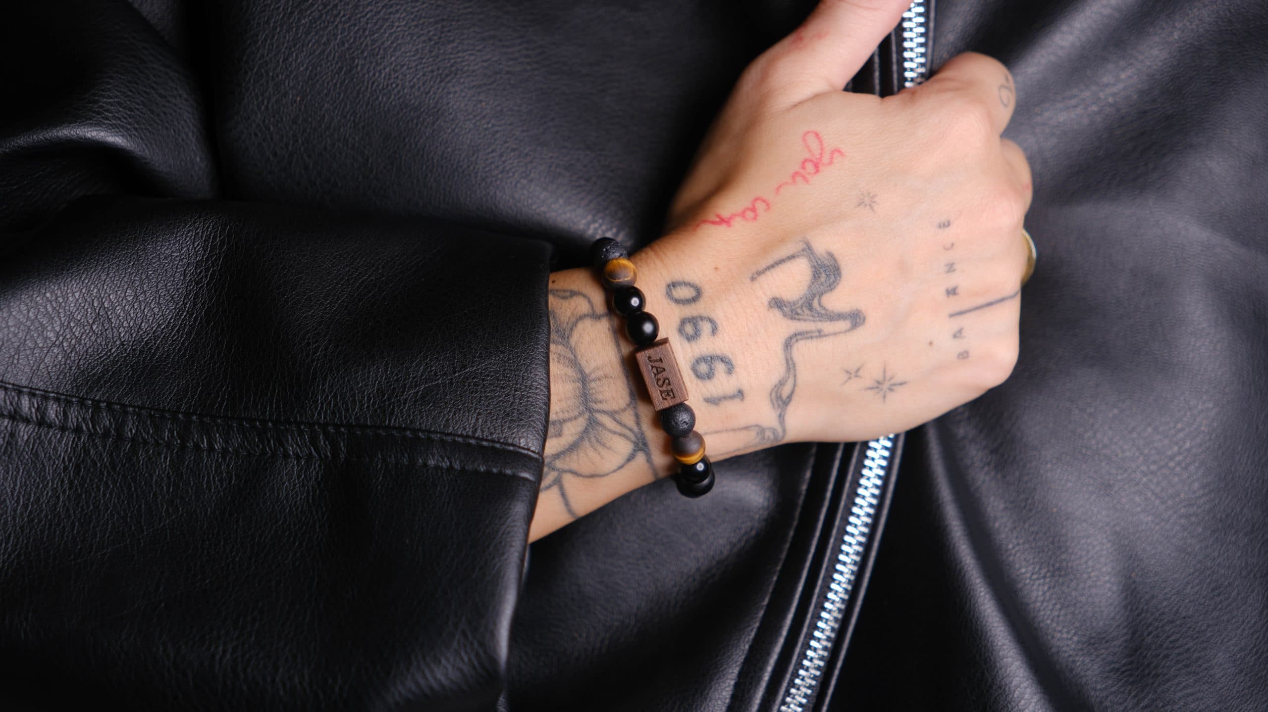 Tiger Eye, Lava Stone, Onyx Wood Beaded Bracelet | Unisex Bracelet