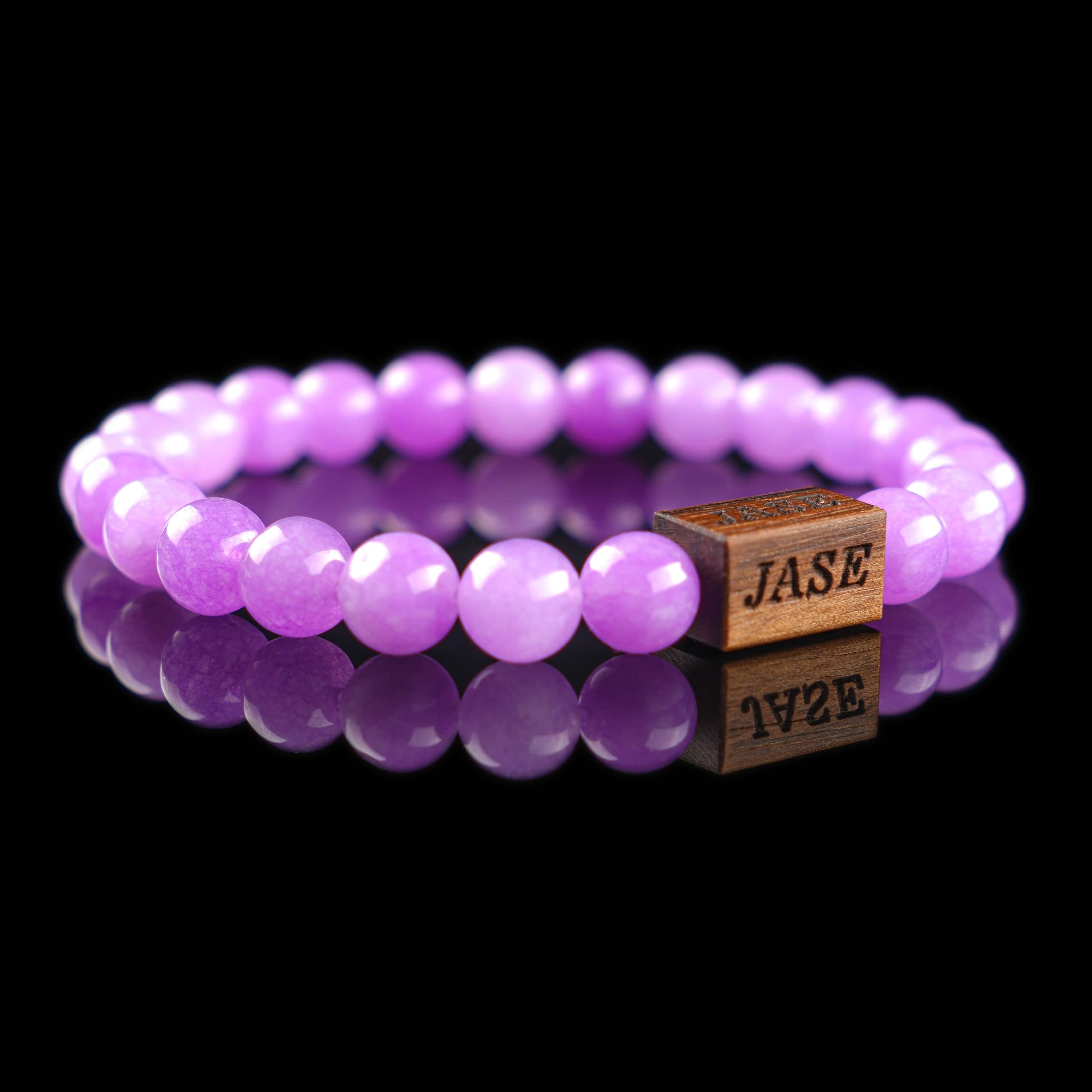 Lilac Jade &amp; Wood Beaded Bracelet | Unisex Bracelet