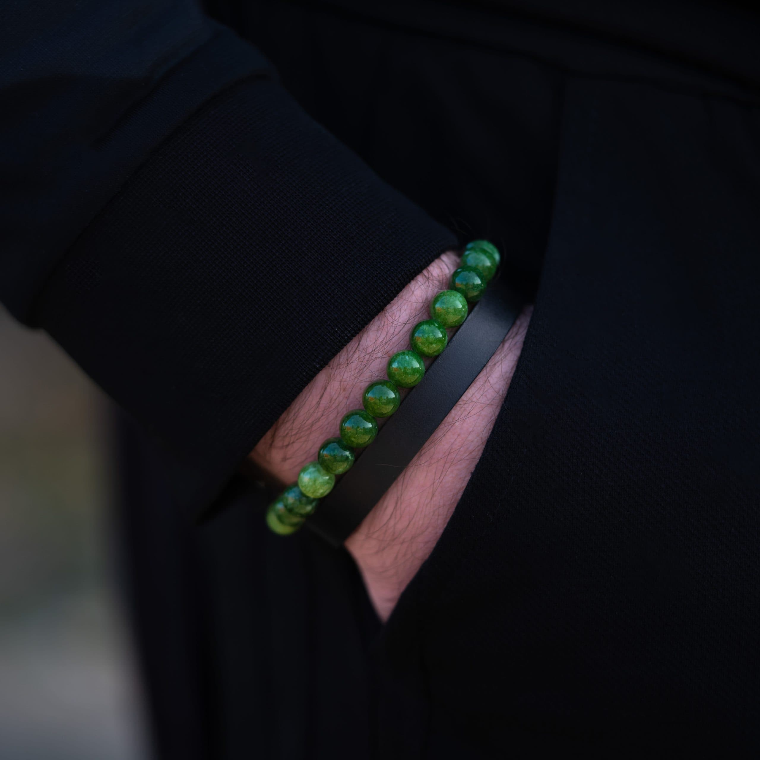Nephrite Jade & Wood Beaded Bracelet | Unisex Bracelet