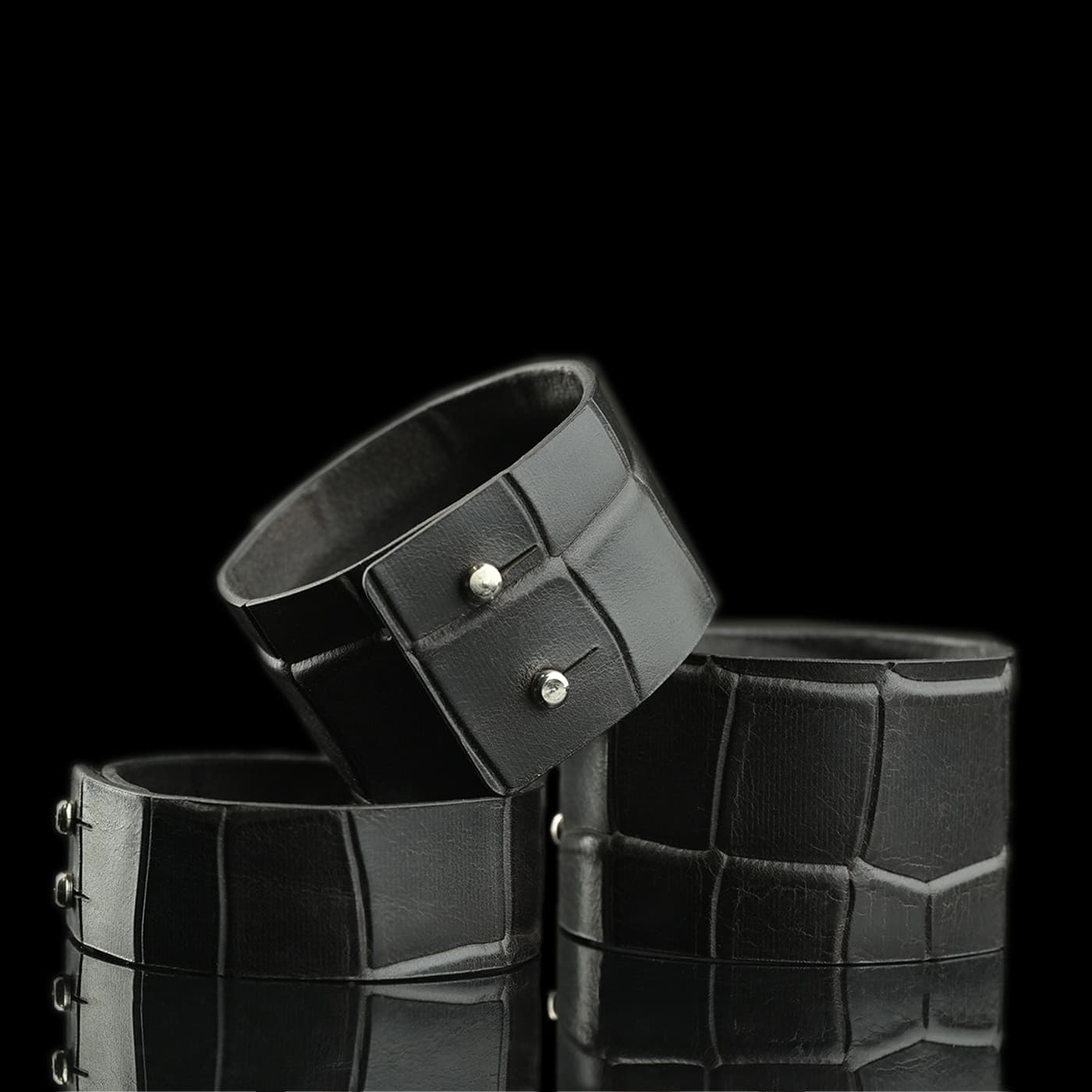 Black Italian Leather Bracelet