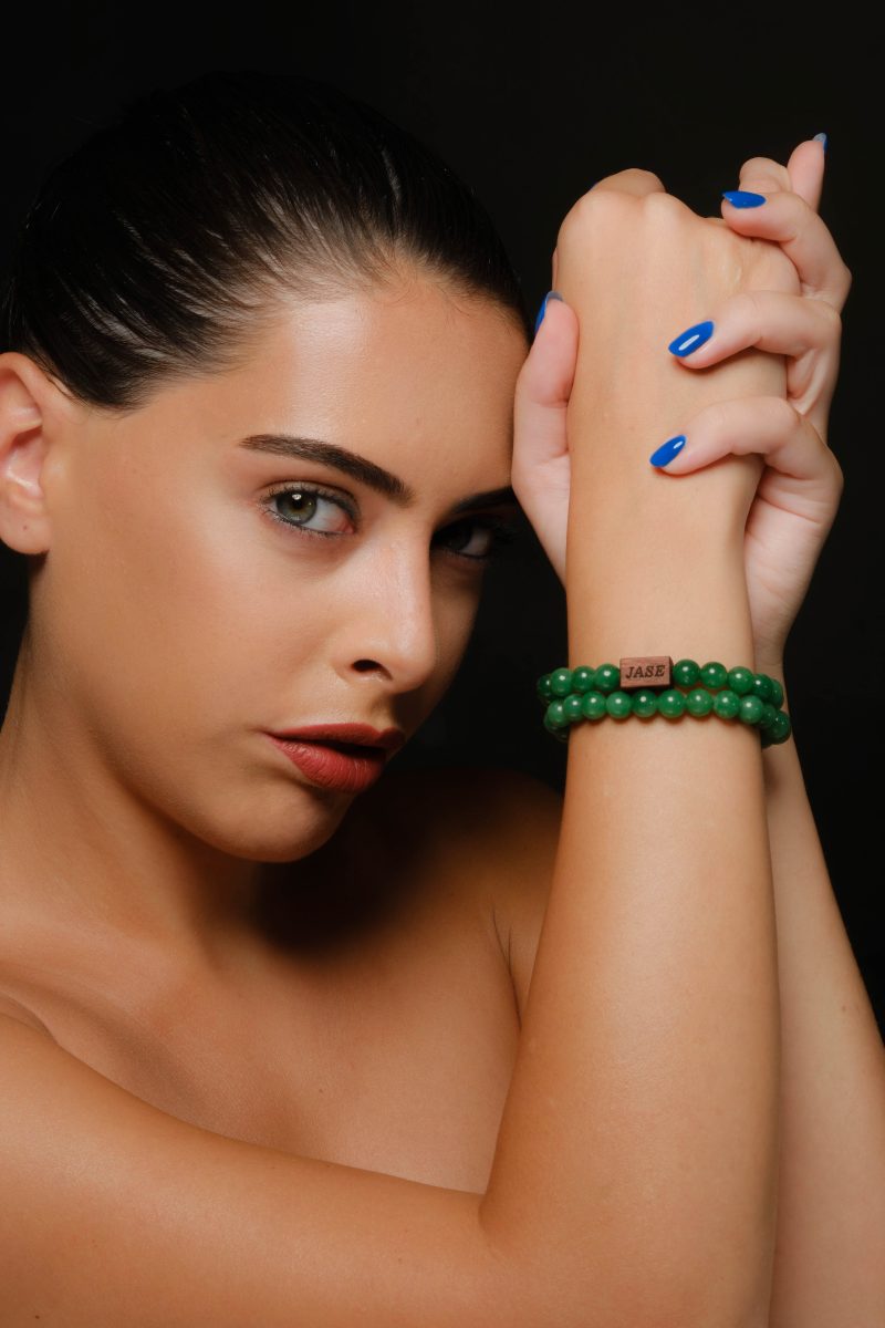 Green Aventurine & Wood Beaded Bracelet | Unisex Bracelet - Image 2