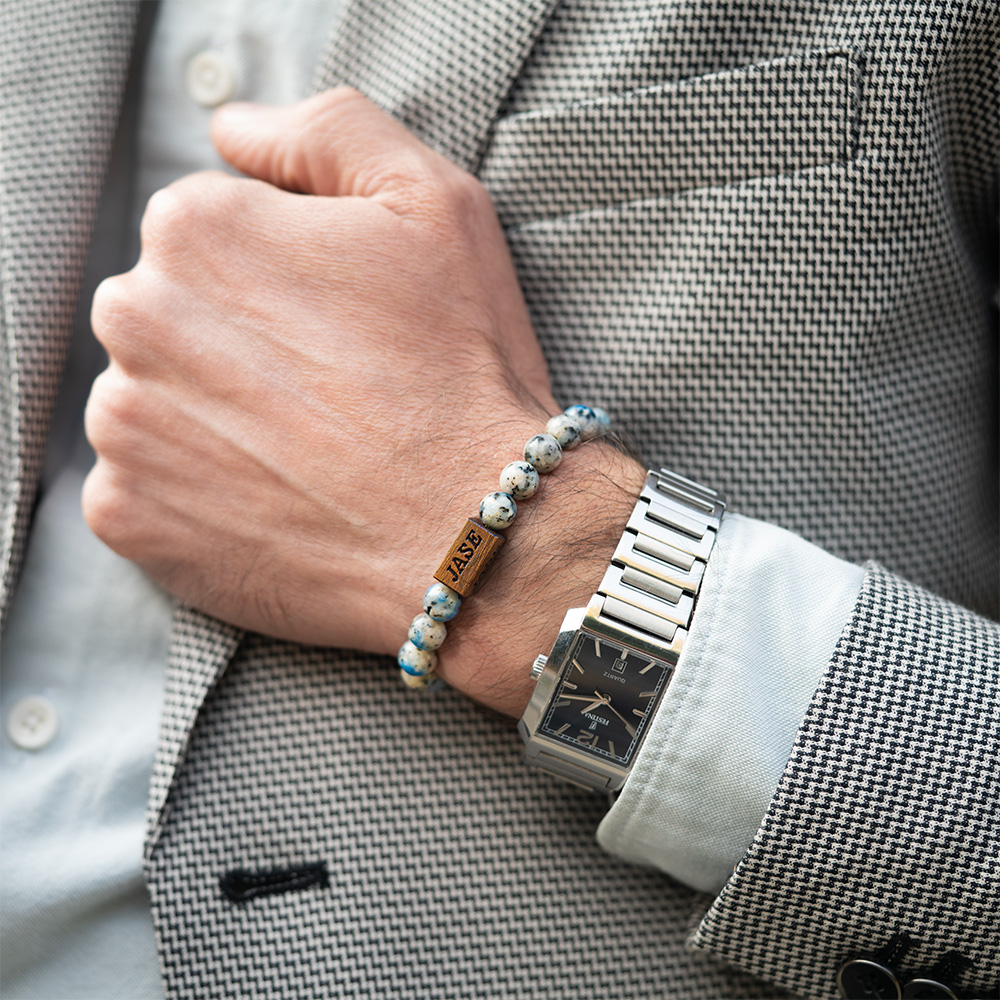 Sodalite & Wood Beaded Bracelet | Unisex Bracelet - Image 2