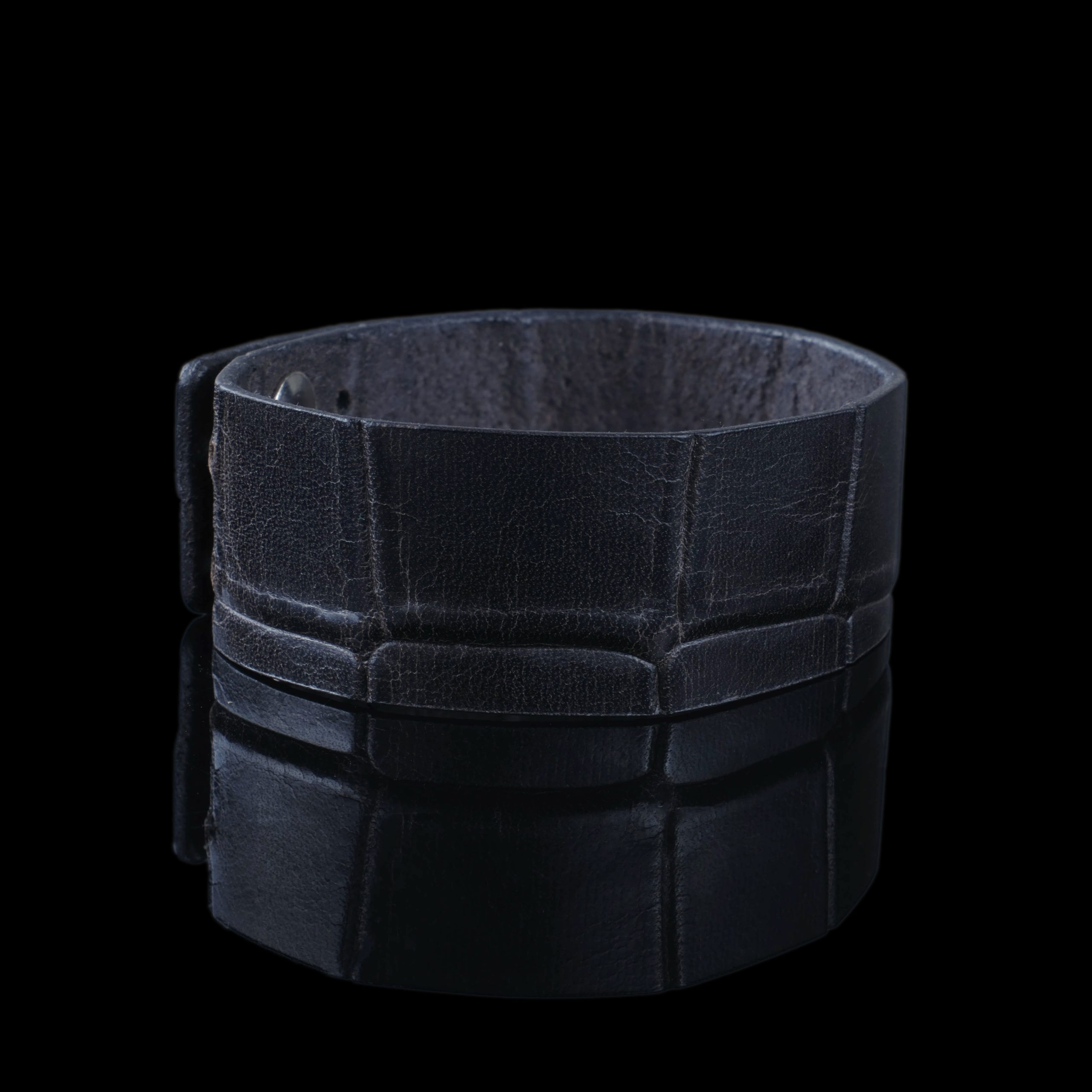 Black Italian Leather Bracelet - Image 2