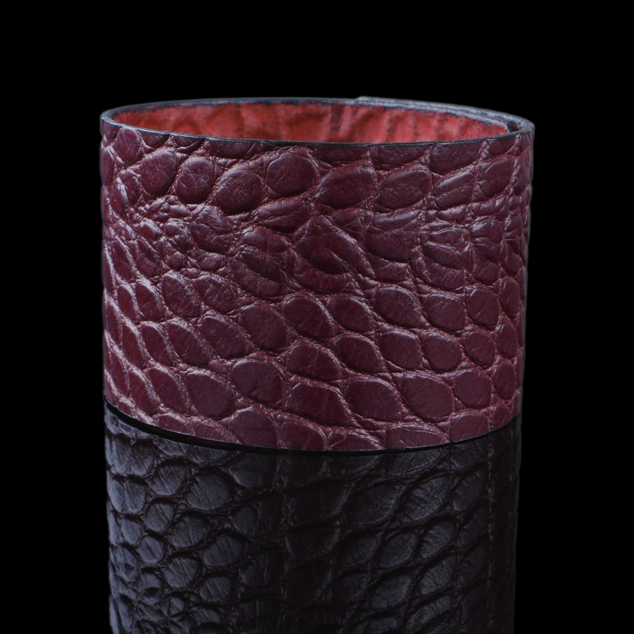 Burgundy Italian Leather Bracelet - Image 2