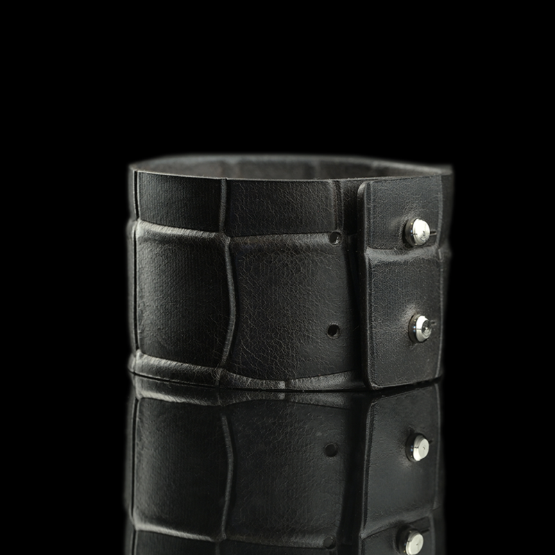 Black Italian Leather Bracelet II